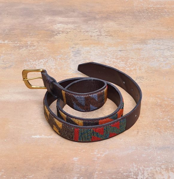 39″-43″ Maasai beaded unisex leather belt 1 39″-43″ Maasai beaded unisex leather belt
