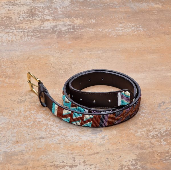 34″-42″ Maasai beaded unisex leather belt 1 34″-42″ Maasai beaded unisex leather belt