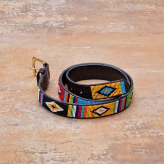 37″-41″ Maasai beaded unisex leather belt