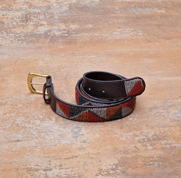 36″-43″ Maasai beaded unisex leather belt 1 36″-43″ Maasai beaded unisex leather belt