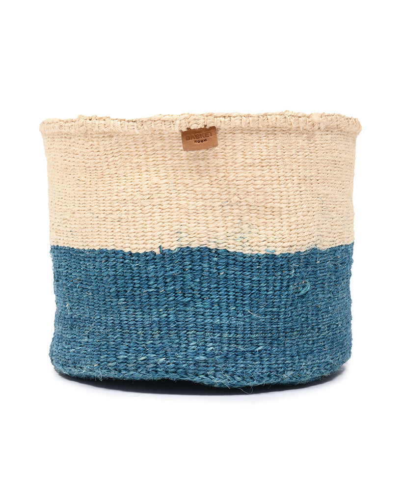 MSINGI: Teal Colour Block Woven Basket 1 MSINGI: Teal Colour Block Woven Basket