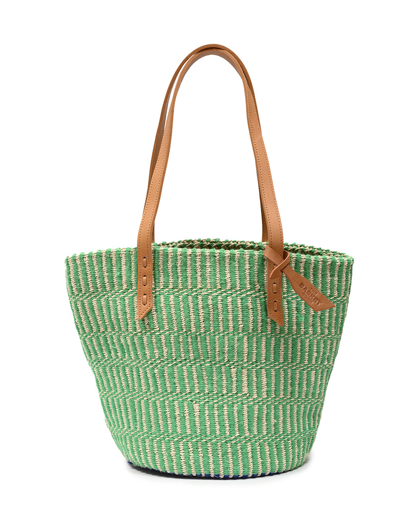 KUBWA: Fresh Green Wool and Sisal Tote Bag 1 KUBWA: Fresh Green Wool and Sisal Tote Bag