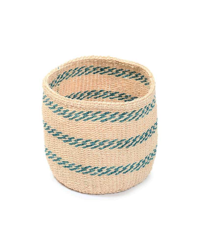 KINGI: Small Turquoise Sisal Basket 1 KINGI: Small Turquoise Sisal Basket