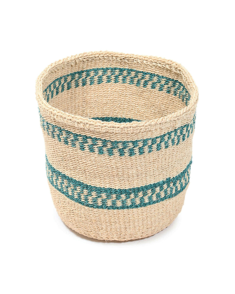 MOSHI: Small Turquoise Sisal Basket 1 MOSHI: Small Turquoise Sisal Basket
