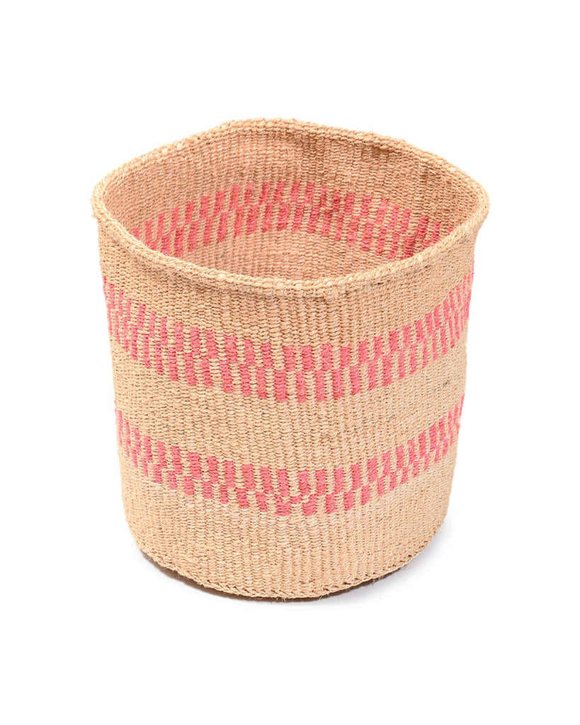 NADINURU: Large Pink Sisal Basket 1 NADINURU: Large Pink Sisal Basket