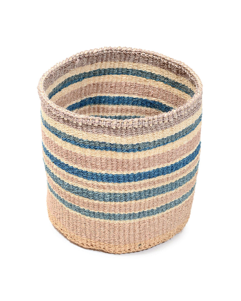 NIARA: Medium Blue and Purple Sisal Basket 1 NIARA: Medium Blue and Purple Sisal Basket