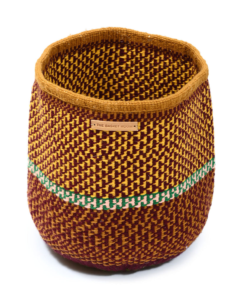 ENDELEA: Small Brown & Gold Wool Basket 1 ENDELEA: Small Brown & Gold Wool Basket