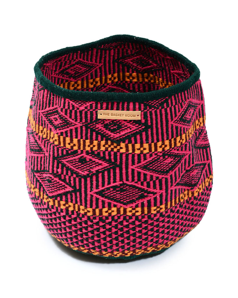 KAMBA : Small Pink Wool Basket 1 KAMBA : Small Pink Wool Basket