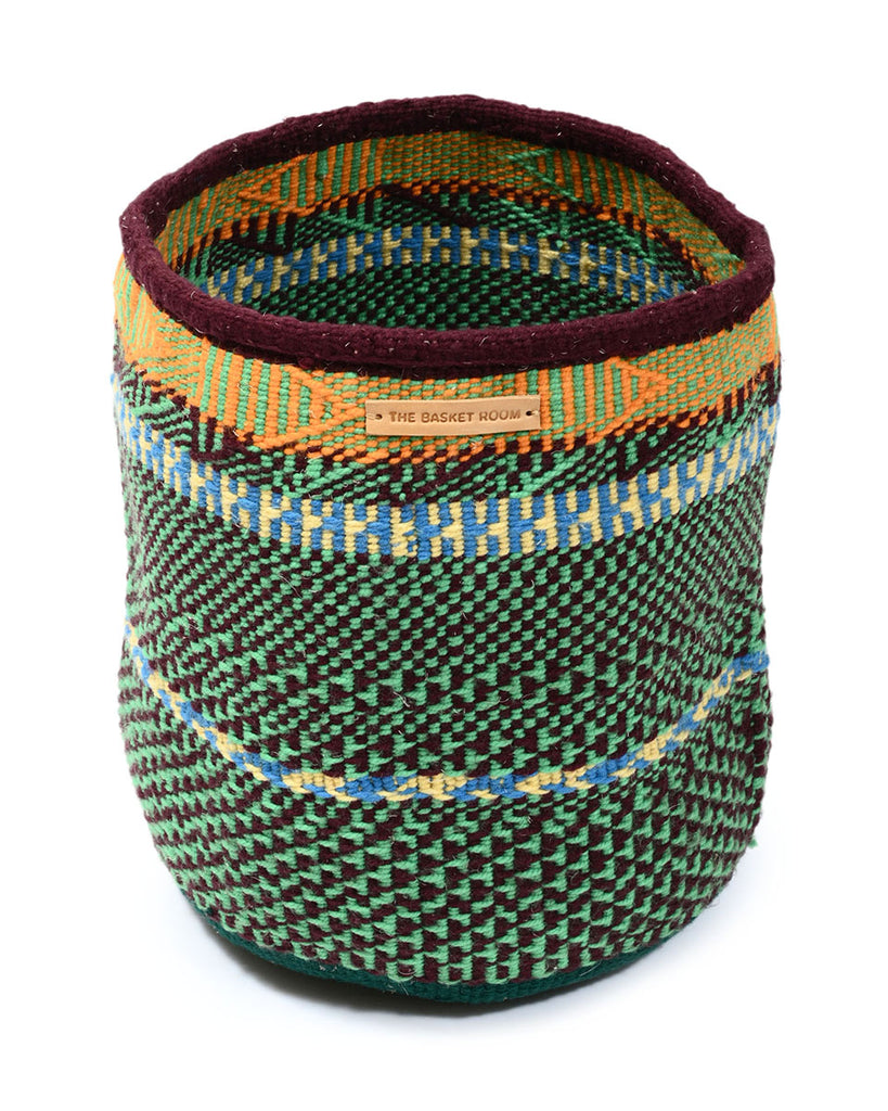 KANZU : Small Green Wool Basket 1 KANZU : Small Green Wool Basket