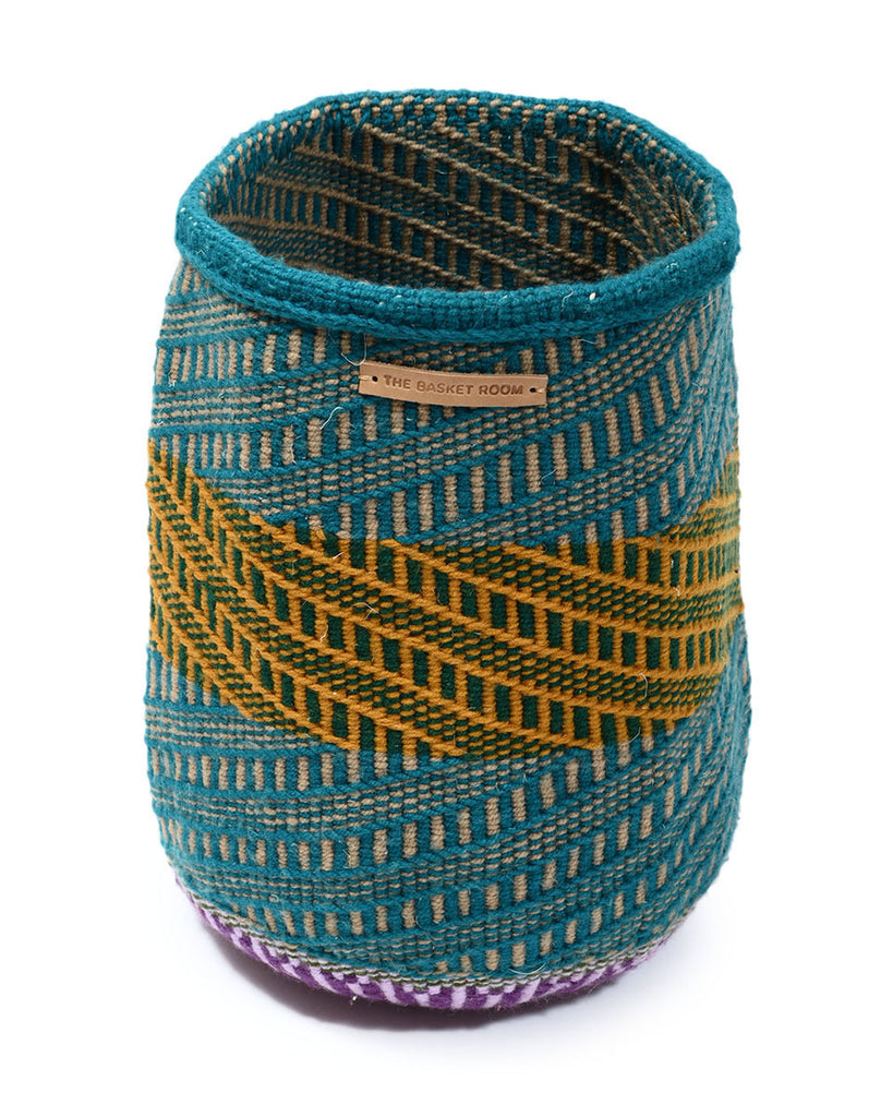 SKETI: Small Blue & Yellow Wool Basket 1 SKETI: Small Blue & Yellow Wool Basket