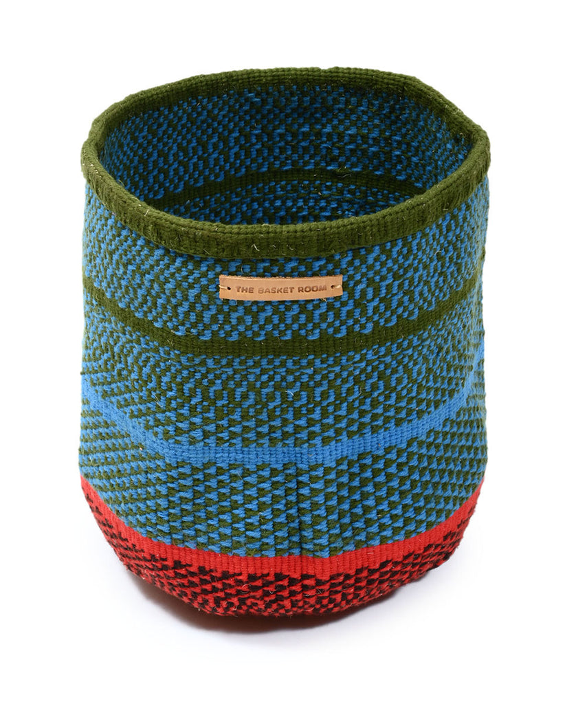 SUTI: Small Blue, Green & Red Wool Basket 1 SUTI: Small Blue, Green & Red Wool Basket