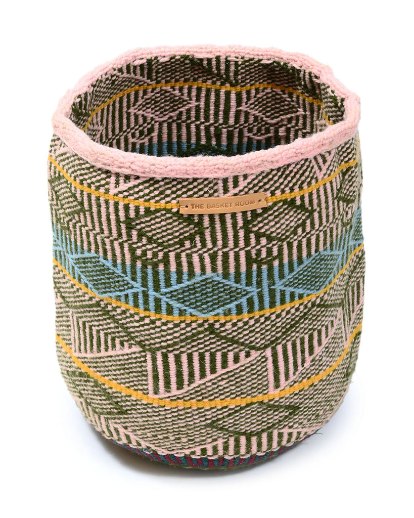 SWETA: Small Green & Blue Wool Basket 1 SWETA: Small Green & Blue Wool Basket
