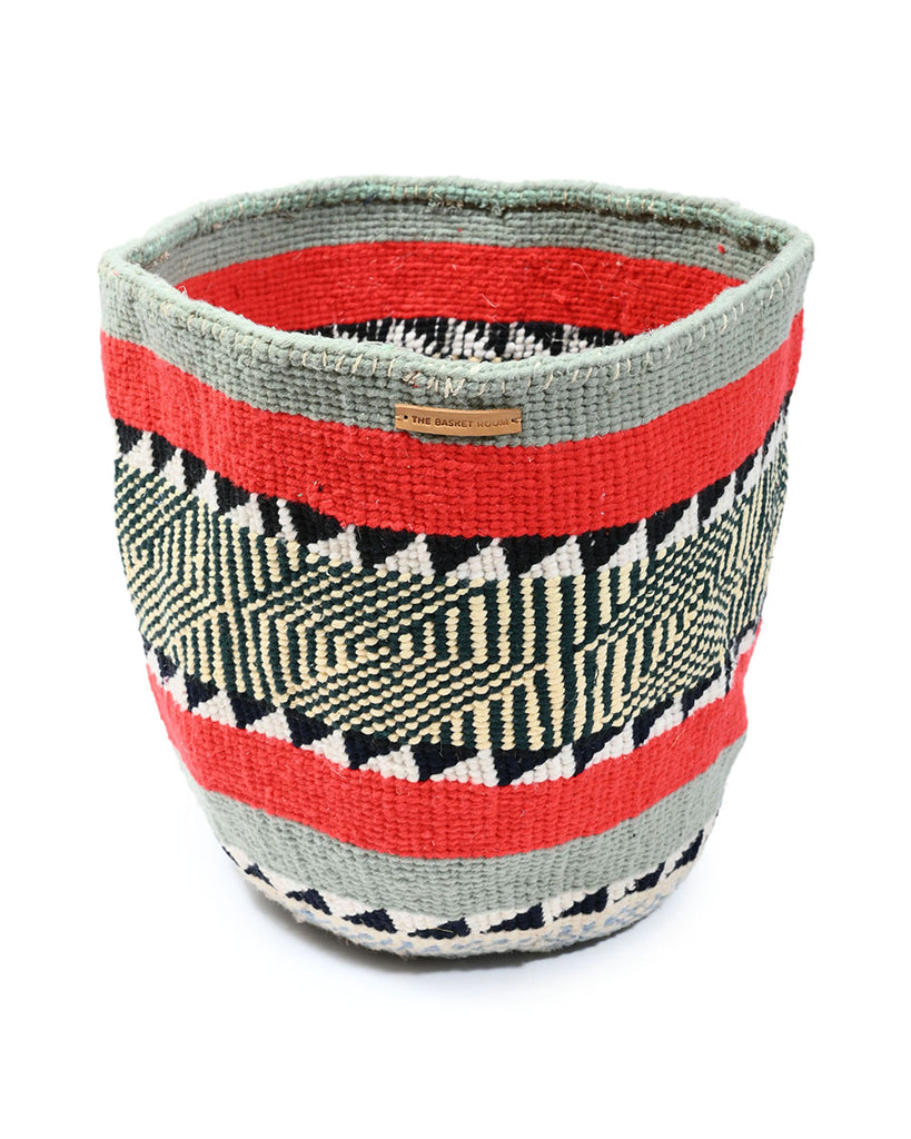 CHEZA : Extra Large Red, Grey & White Wool Basket 1 CHEZA : Extra Large Red, Grey & White Wool Basket
