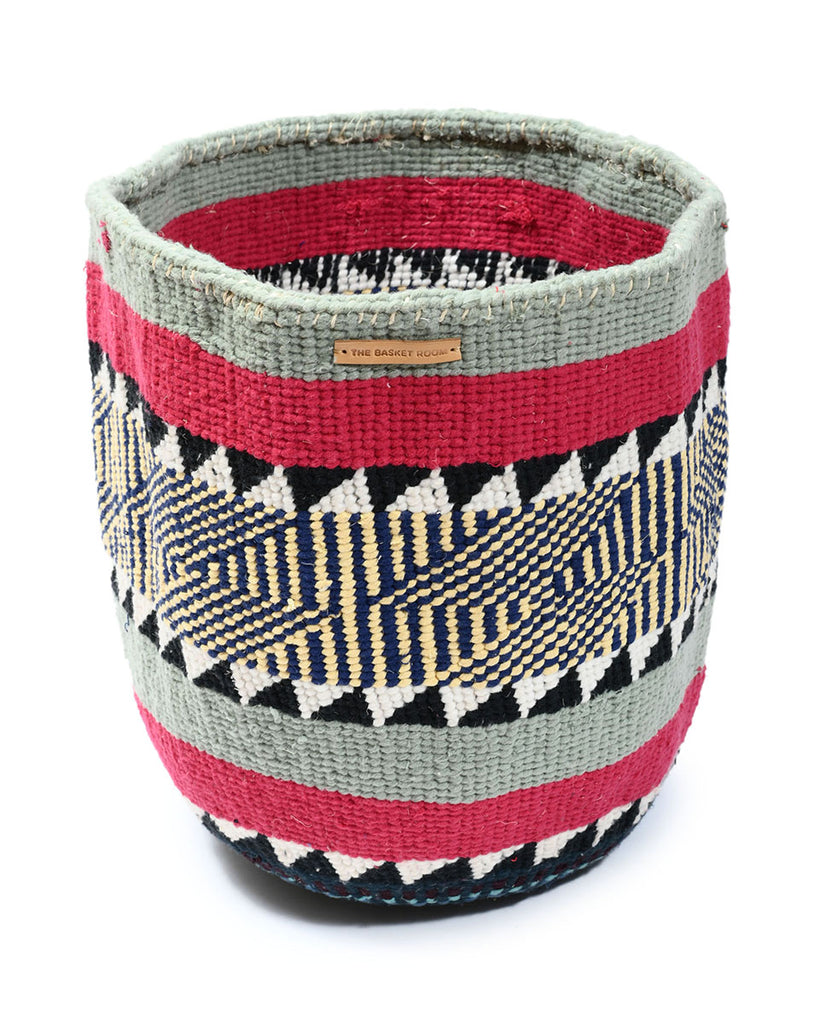 DUTU: Extra Large Red & Grey Wool Basket 1 DUTU: Extra Large Red & Grey Wool Basket