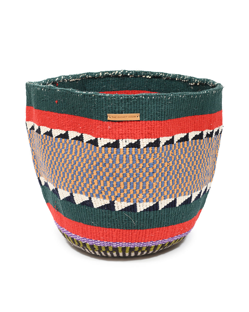 KARIBUNI: Extra Large Green, Orange & Turquoise Wool Basket 1 KARIBUNI: Extra Large Green, Orange & Turquoise Wool Basket