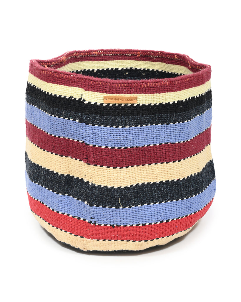 RAHA: Extra Large Blue, Yellow & Black Wool Basket 1 RAHA: Extra Large Blue, Yellow & Black Wool Basket