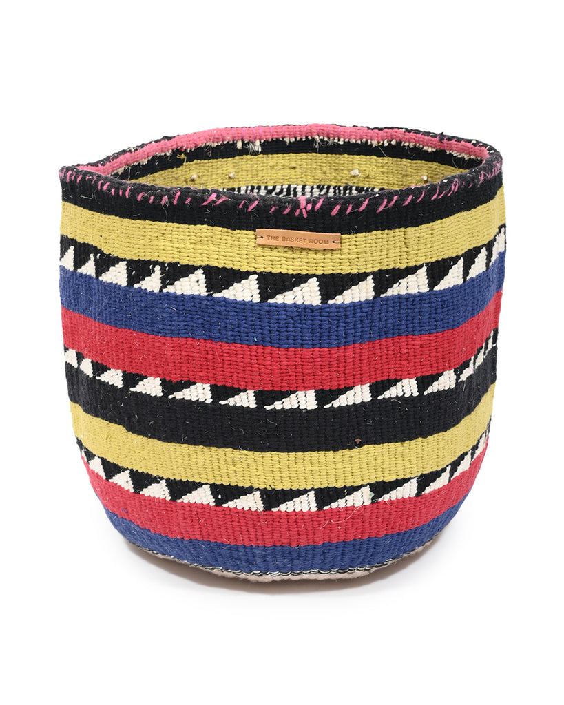 SWALI: Extra Large Red, Purple & Beige Wool Basket 1 SWALI: Extra Large Red, Purple & Beige Wool Basket