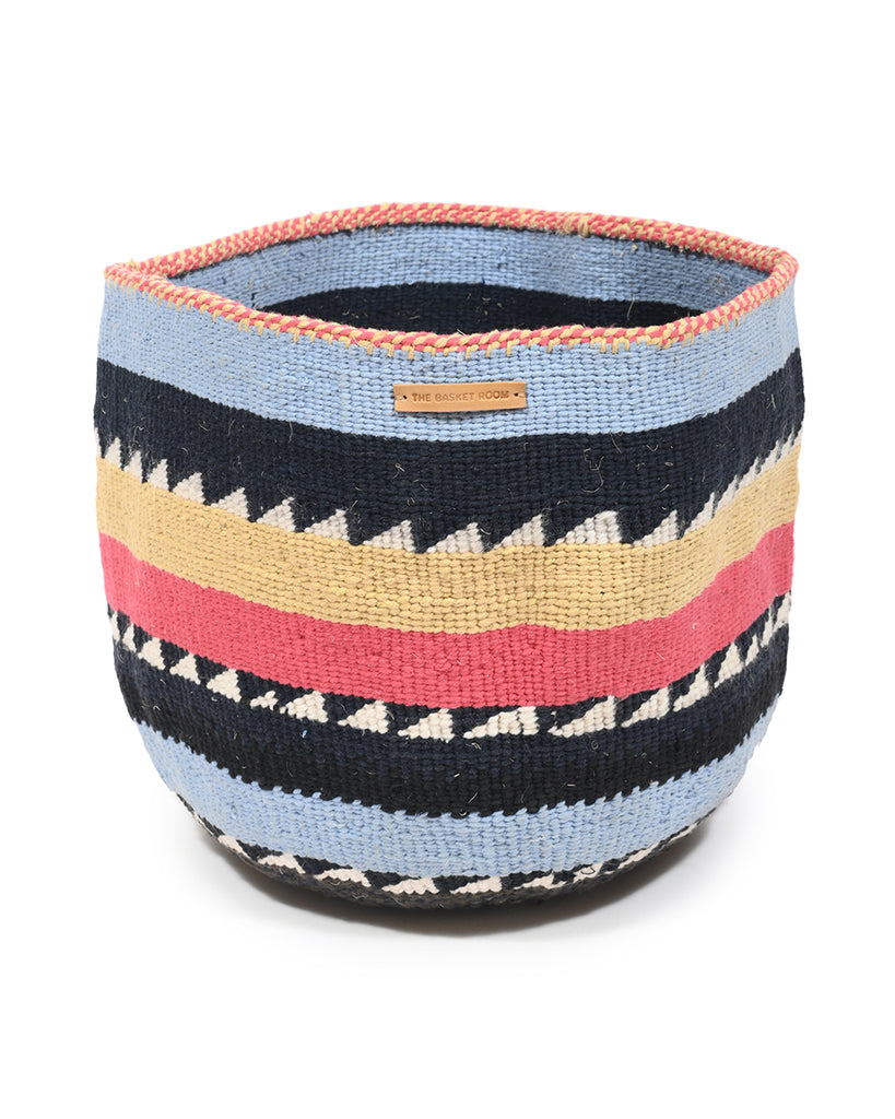TENDO: Extra Large Turquoise, Pink & Yellow Wool Basket 1 TENDO: Extra Large Turquoise, Pink & Yellow Wool Basket