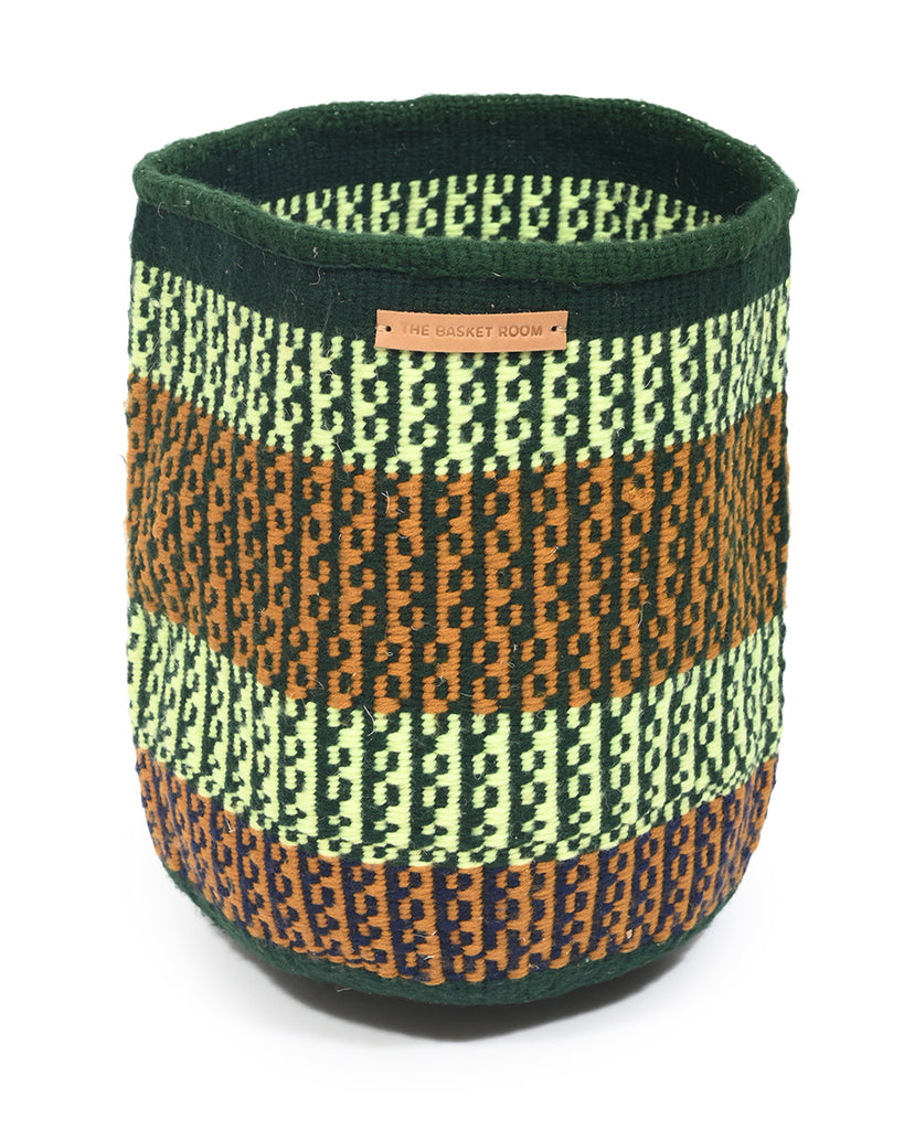 AMUA: Extra Small Green and Brown Wool Basket 1 AMUA: Extra Small Green and Brown Wool Basket