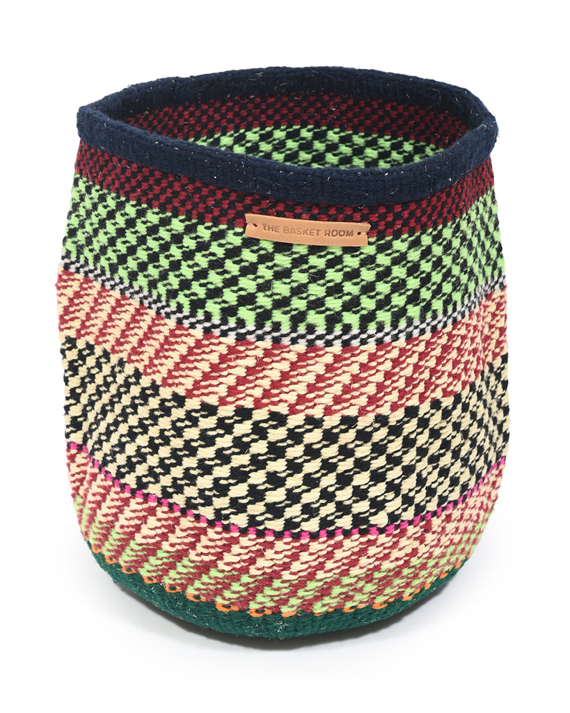 ASUBUHI: Extra Small Green, Maroon and Black Wool Basket 1 ASUBUHI: Extra Small Green, Maroon and Black Wool Basket