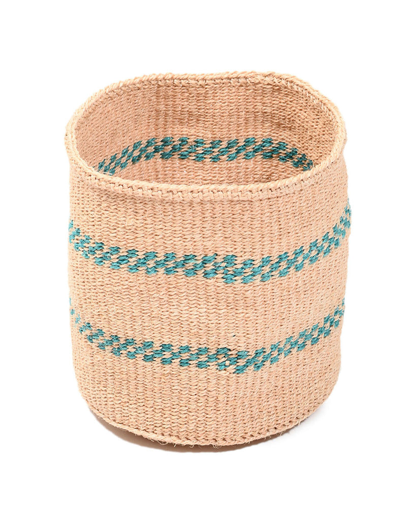 SIMAINI: Small Turquoise Sisal Basket 1 SIMAINI: Small Turquoise Sisal Basket