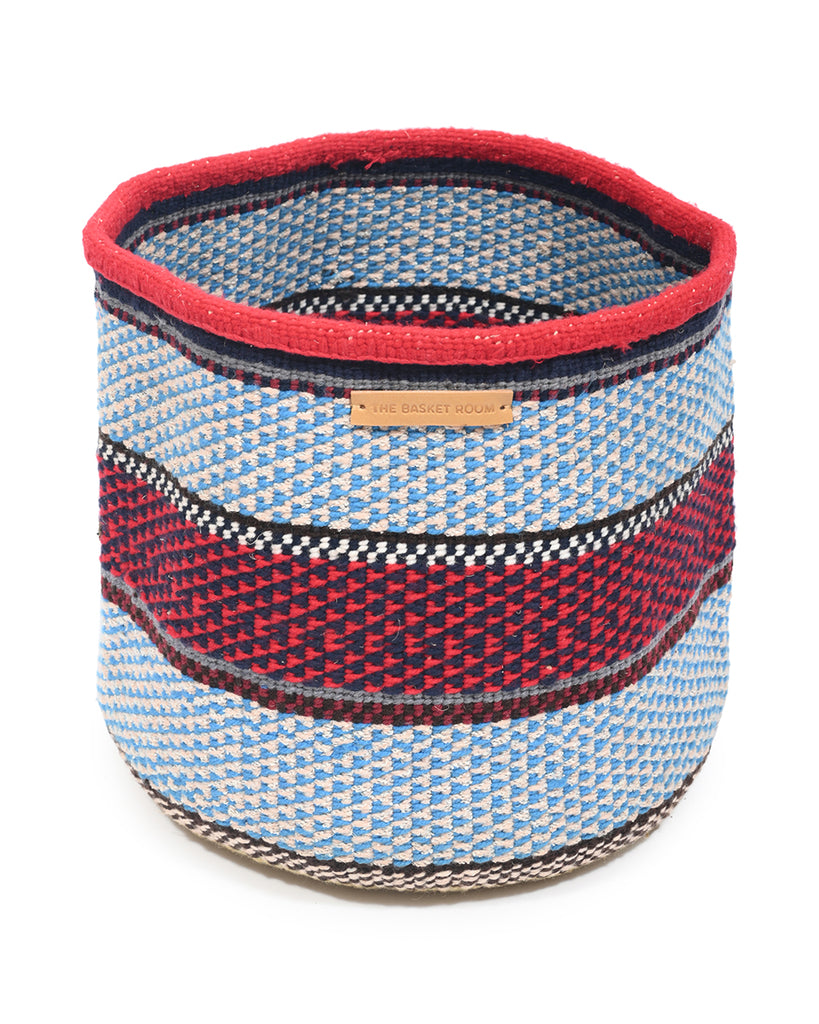 RELI: Small Blue and Red Wool Basket 1 RELI: Small Blue and Red Wool Basket