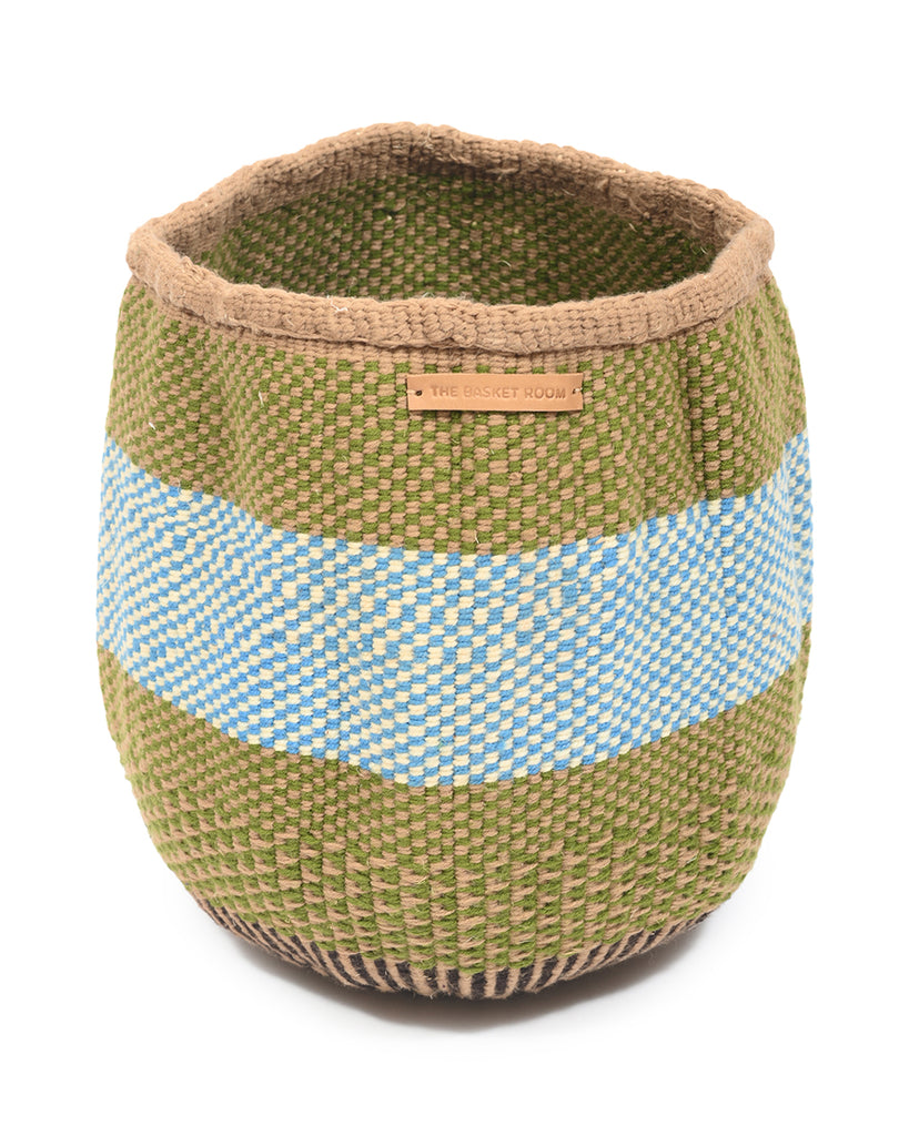 TOSHA: Small Blue and Green Wool Basket 1 TOSHA: Small Blue and Green Wool Basket