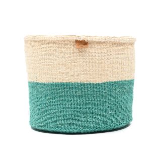 REMBO: Aqua Colour Block Woven Basket