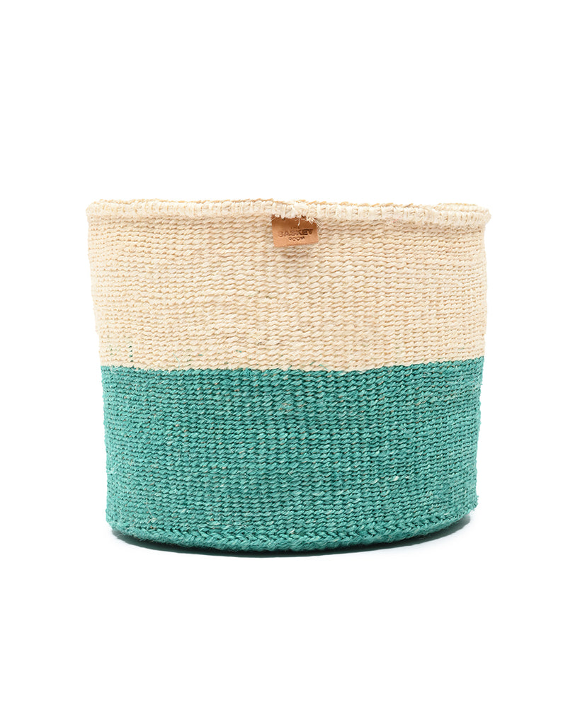 REMBO: Aqua Colour Block Woven Basket 1 REMBO: Aqua Colour Block Woven Basket