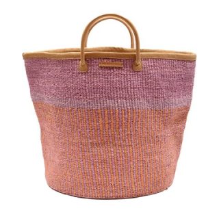 Orange, Pink & Purple Stripe Woven Laundry Basket
