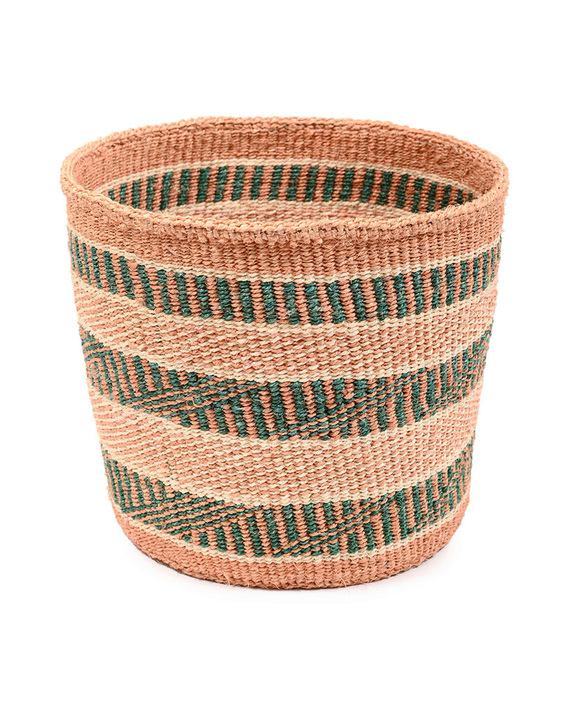 ZAIDA: Large Brown and Green Sisal Basket 1 ZAIDA: Large Brown and Green Sisal Basket