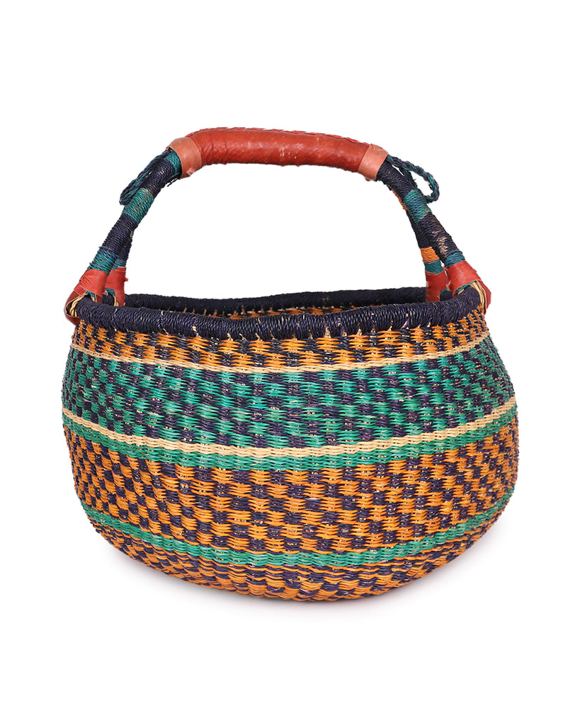 NSAWAM: Turquoise, Orange & Navy Market Basket 1 NSAWAM: Turquoise, Orange & Navy Market Basket