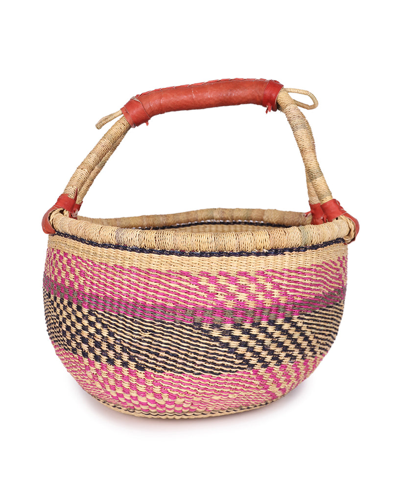 NYANKPALA: Pink & Black Market Basket 1 NYANKPALA: Pink & Black Market Basket