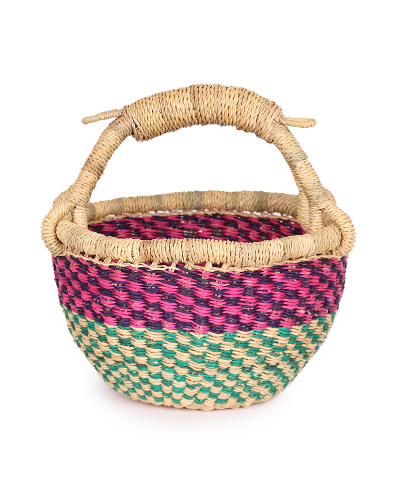 AFARI: Pink & Turquoise Mini Market Basket 1 AFARI: Pink & Turquoise Mini Market Basket