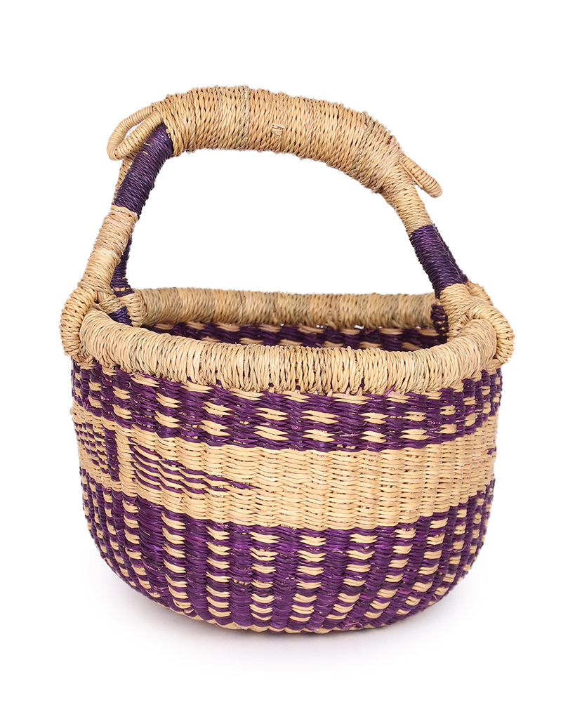ANUM: Purple & Natural Mini Market Basket 1 ANUM: Purple & Natural Mini Market Basket