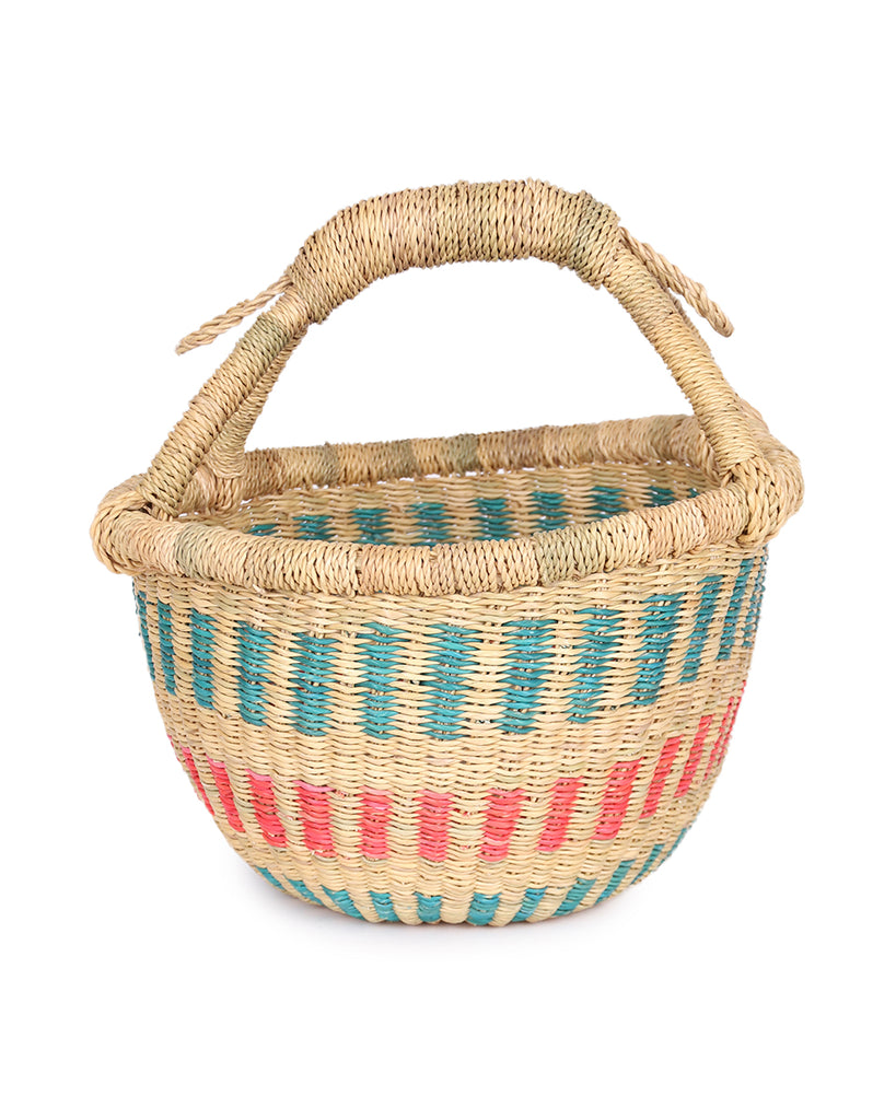 NTOBROSO: Blue & Coral Mini Market Basket 1 NTOBROSO: Blue & Coral Mini Market Basket