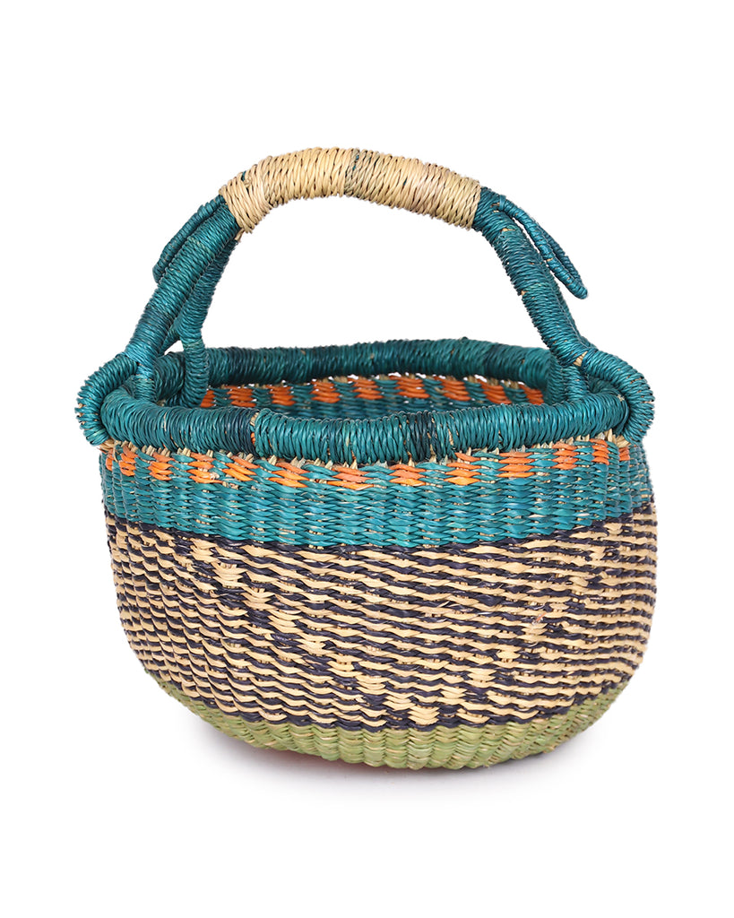 PAKRO: Turquoise, Green & Orange Mini Market Basket 1 PAKRO: Turquoise, Green & Orange Mini Market Basket