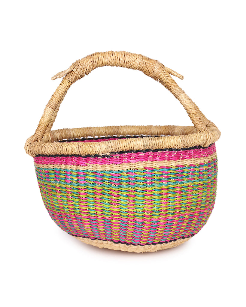 YAWKASAKROM: Green, Blue & Pink Mini Market Basket 1 YAWKASAKROM: Green, Blue & Pink Mini Market Basket