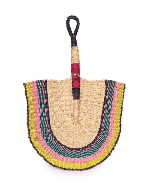 Pink, Green & Turquoise Woven Fan 1 Pink, Green & Turquoise Woven Fan