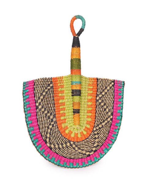 Orange, Pink & Green Woven Fan 1 Orange, Pink & Green Woven Fan