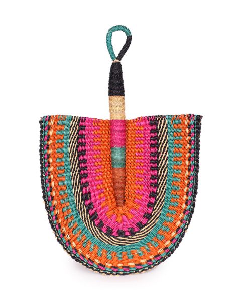 Orange, Pink & Turquoise Woven Fan 1 Orange, Pink & Turquoise Woven Fan