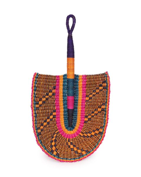 Orange, Pink & Navy Woven Fan 1 Orange, Pink & Navy Woven Fan