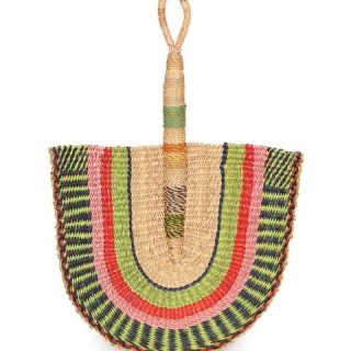 Green, Pink & Red Woven Fan