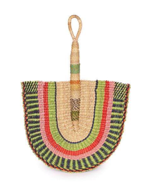Green, Pink & Red Woven Fan 1 Green, Pink & Red Woven Fan