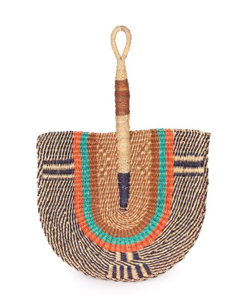 Brown, Turquoise & Navy Woven Fan 1 Brown, Turquoise & Navy Woven Fan