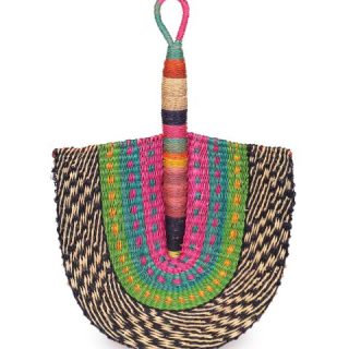 Pink, Turquoise & Green  Woven Fan