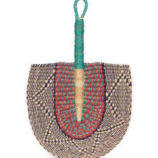 Turquoise, Red & Navy Woven Fan