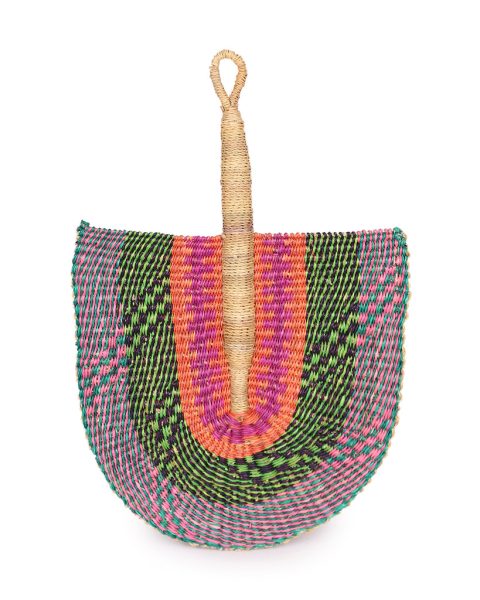 Pink, Green & Orange Woven Fan 1 Pink, Green & Orange Woven Fan