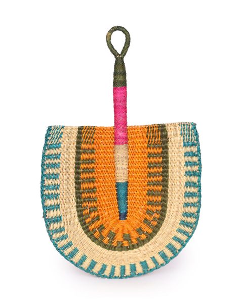 Orange, Turquoise & Green Woven Fan 1 Orange, Turquoise & Green Woven Fan