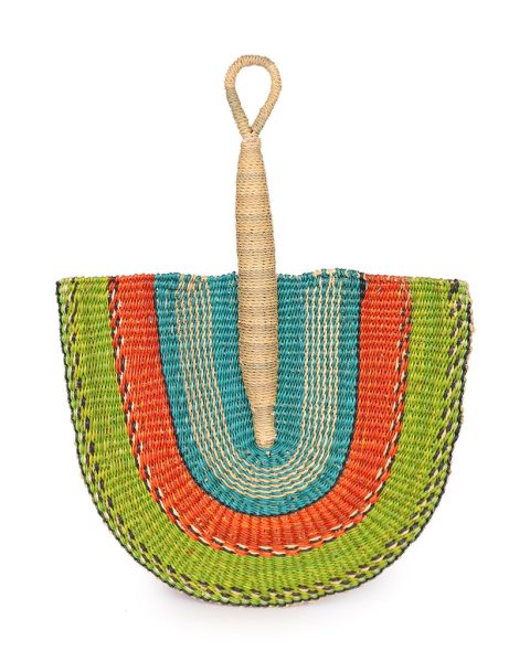 Green, Red & Turquoise Woven Fan 1 Green, Red & Turquoise Woven Fan